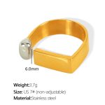 color: JZ42 US Size 7# Adjustable Gold-Silver Ring