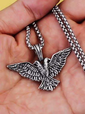 Personality Retro Gothic Mysterious Angel Wings Pendant Necklace for Men and Women
