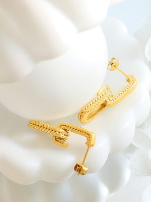 Lattice New Stainless Steel Gold-Plated Hook Geometric Personalized Earrings U-Shaped Stitching Ear Rings