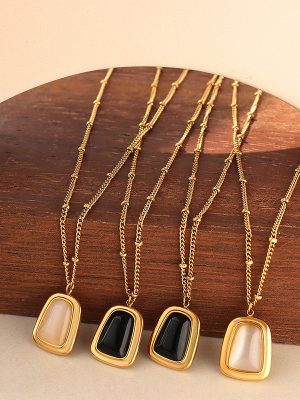 French Accessories Summer Light Luxury Opal Pendant Necklace Earrings Women's Jewelry Set
