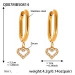 color: Q007-Gold U Shape Heart Earrings -Large