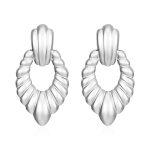 color: Oval Drop Earrings Steel Color MS-433