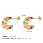 color: EH110 Colorful Enamel Gold Earrings