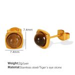 color: EH773 Tiger Eye Gold Stud Earrings