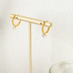 Face Slimming Small and Personalized Earrings Stainless Steel Gold Plated Simple Bracelet Ear Ring Inlaid Zircon F437 Light Luxury Advanced