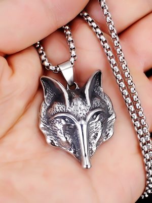New Stainless Steel Exquisite Fox Pendant Necklace for Men Ornament
