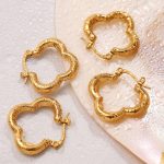Stainless Steel Clover-Shaped Earrings Advanced Non-Fading 18K Gold Women's Ear Clip