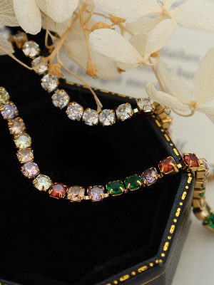 Popular Light Luxury Non-Fading Colorful Rhinestone Zircon Bracelet Personality All-Match Jewelry Ornament Women