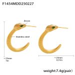 color: F1454-Gold Green Eye Earrings