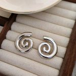 color: Rotating Pattern Earrings Steel Color MS-351