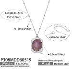 color: P308-Steel Color Purple Natural Stone Necklace -40+5cm