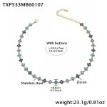 color: TXP533-Blue Color Zircon Necklace 35.5+7cm