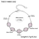 color: TXE511-Pink Color Glass Stone Steel Color Bracelet 17+5cm