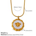 color: XL174G White Shell Gold Necklace