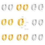 Women's Embossed Plaid Stainless Steel Ear Clip Earrings 18K Gold Earrings