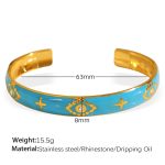 color: SZ191BEG Blue Enamel Gold Bangle