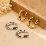 Stainless Steel Earrings Retro Hong Kong Simple and Irregular Elegant Commuter's All-Matching Temperament Female Ear Clip