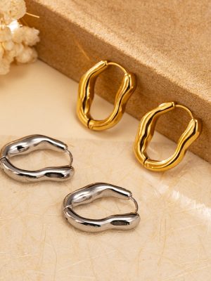 Stainless Steel Earrings Retro Hong Kong Simple and Irregular Elegant Commuter's All-Matching Temperament Female Ear Clip