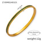 color: Z109-Gold Green Rhinestone Bangle