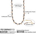 color: P810-Gold Freshwater Pearl Beaded Necklace 40+5cm
