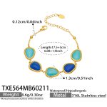 color: TXE564-Gold Mixed Blue Cat's Eye Stone Bracelet