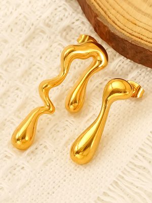 Stud Earrings Women's Personalized Simple Long High-Grade Stainless Steel Irregular Plating Ornament