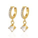 color: White Rhinestone Round Pendant Ear Cuff -2