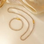 Simple Elegant Bracelet Stainless Steel Plated 18K Gold Micro Inlaid Zircon Chain Necklace for Women
