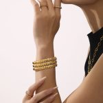 Rivet Starry Zircon Bracelet Stainless Steel Electroplated 18K Real Gold Handmade High Quality Finishing Polish Bracelet