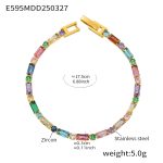 color: E595-Mixed Colors Zircon Bracelet 17.5cm