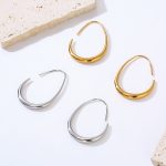 Egg Type Stainless Steel Ear Hanging Women's Generous Earrings Ins Cold Ear Rings