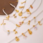 Light Luxury Diverse DIY Pendant White Pearl Bracelet Necklace Stainless Steel Age-Reducing Sweet Girl Suit