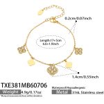 color: TXE381-Four-petal Flower Zircon Metal Bracelet -17+5cm