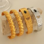 New Bracelet Stainless Steel Gold-Plated Bracelet C- Shaped Opening Adjustable Exquisite Dripping Design