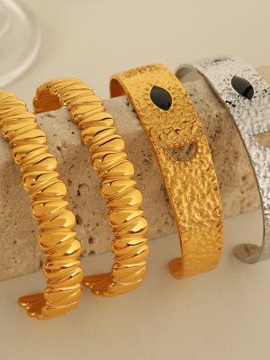 New Bracelet Stainless Steel Gold-Plated Bracelet C- Shaped Opening Adjustable Exquisite Dripping Design