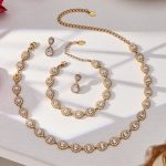Stainless Steel 5A Zircon Necklace Earring Bracelet Light Luxury Three-Piece Set Ornament