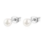 color: Pearl Stud Earrings Steel Color