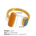 color: JZ83 Orange Blue Enamel Gold Ring