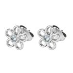 color: Cutout Flower Stud Earrings 6 Steel Color