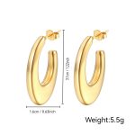 color: Oval Hollow Welded Pin Earrings Gold MS-017