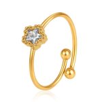 color: Five-pointed Star Zircon Ring White Zircon / size: Open Adjustable