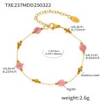 color: TXE237-Pink Color Agate Bracelet 16+5cm (Natural Stone Color May Vary ， Order with Caution)