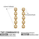 color: TXF129-Gold White Zircon Earrings