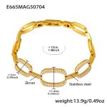 color: E665-Gold 5A Zircon Full Pave Bracelet 16+5cm