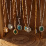 French Bohemian Personality Retro Turquoise Opal Inlaid Necklace Earrings Jewelry Set for Women