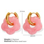 color: EH497 Pink Color Resin Gold Earrings