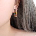 color: F919-Colorful Czech Stone Gold Earrings