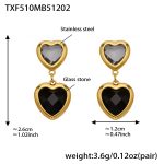 color: TXF510-Black Faceted Stone Gold Earrings