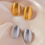 Personality Minimalist Elegant All-Match Earrings Multi-Layer Line Texture Design Stainless Steel Gold-Plated Casual Earrings