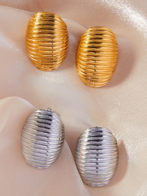 Personality Minimalist Elegant All-Match Earrings Multi-Layer Line Texture Design Stainless Steel Gold-Plated Casual Earrings